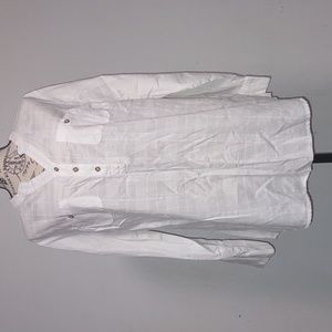 CATO Woman Tops Size 18/20W Long Sleeve Roll Tab White 100% Cotton